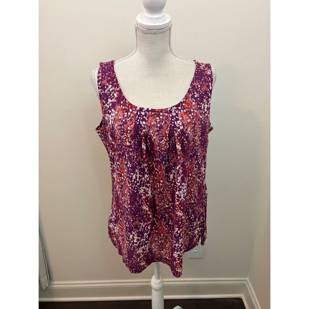 Eddie Bauer Sleeveless Multicolor Print Top Size Large